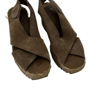 Pedro Garcia Federica Cross Ankle‎ Raphia Wedges Size 36.5 (Size 6.5)
